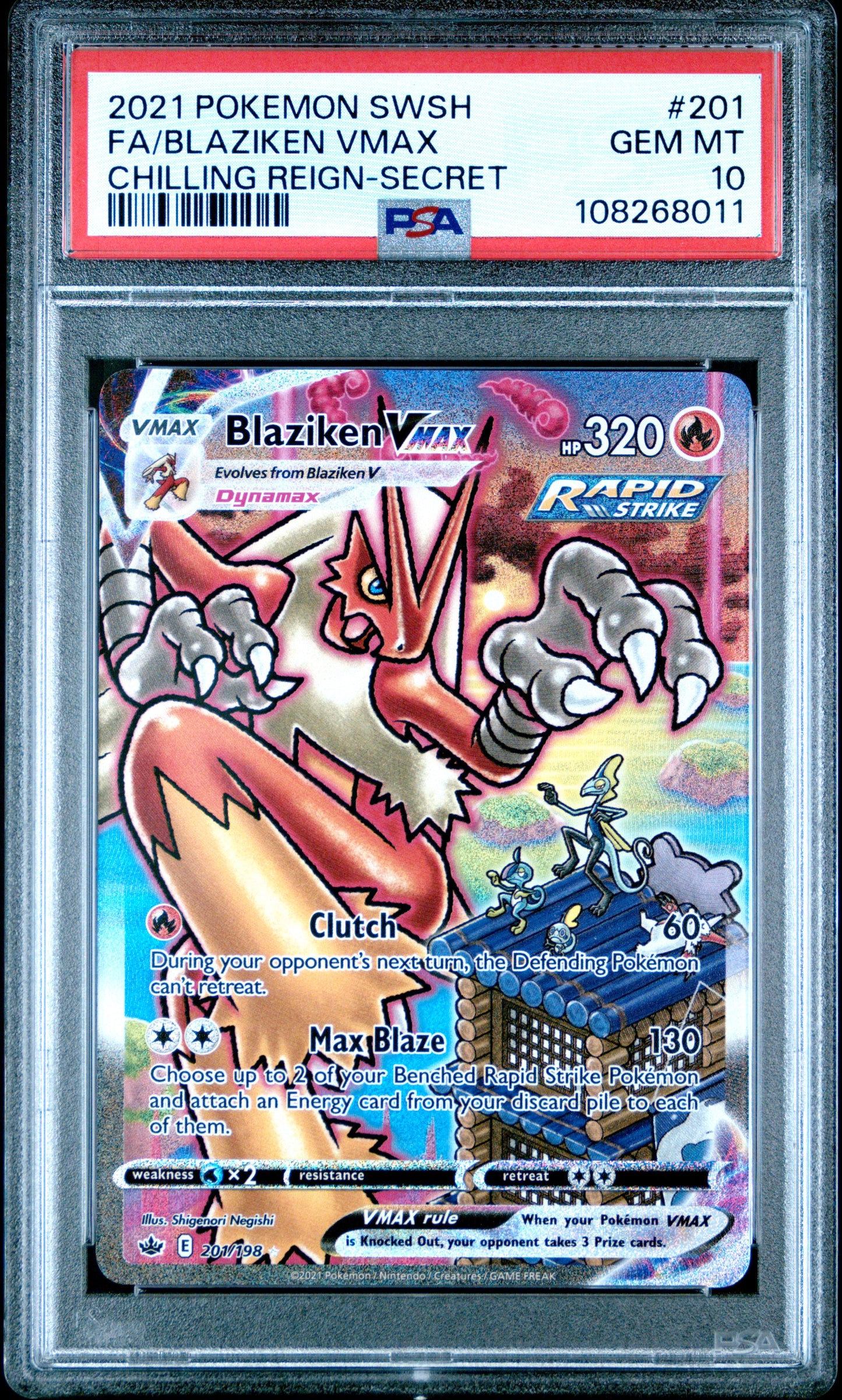 PSA10- blaziken vmax -#201 (8011)