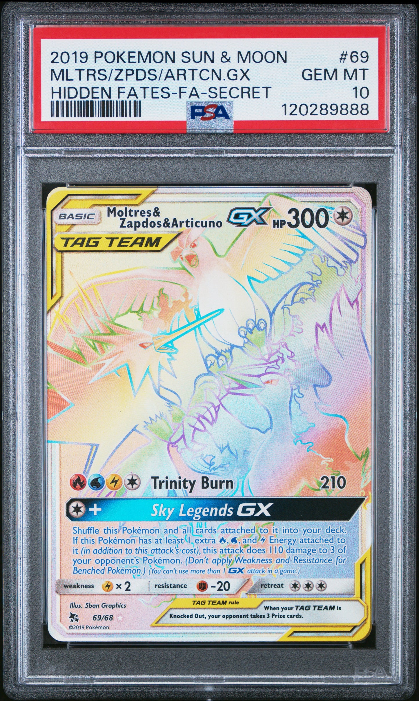 PSA10- moltres&zapdos&articuno gx -#69