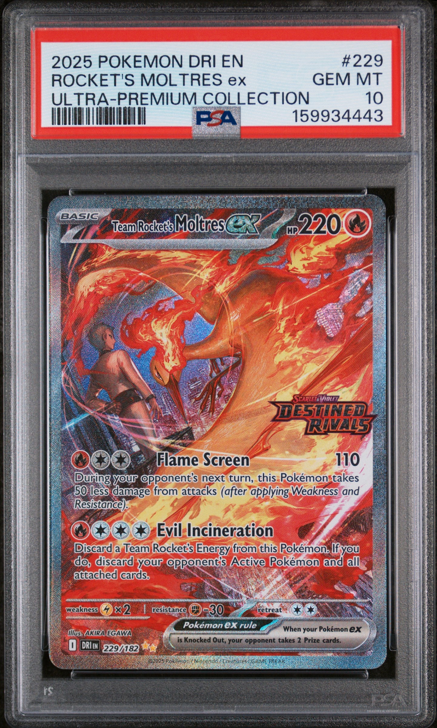 PSA10- team rocket's moltres ex -#229 (4443)
