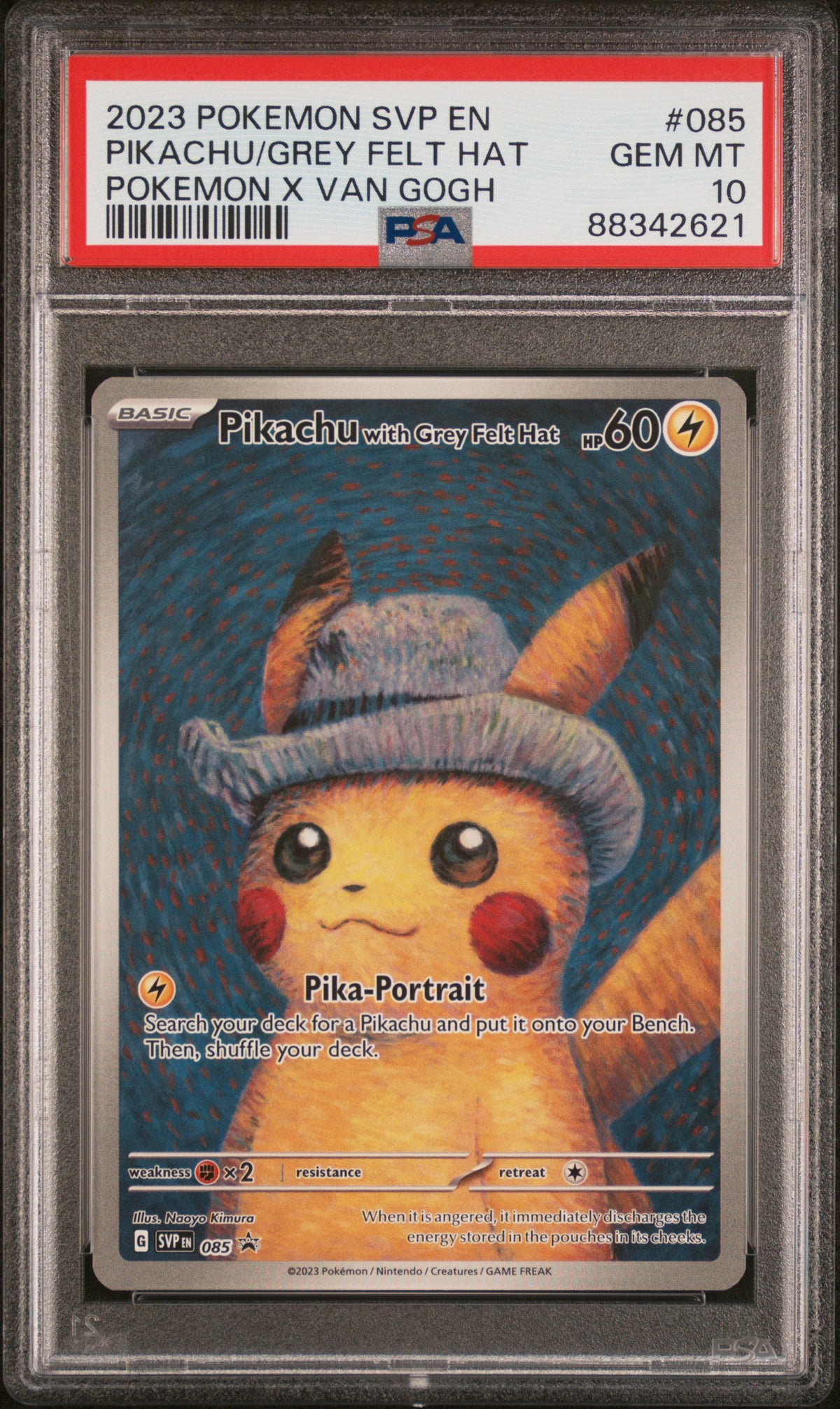PSA10- pikachu with grey felt hat -#085 (2621)