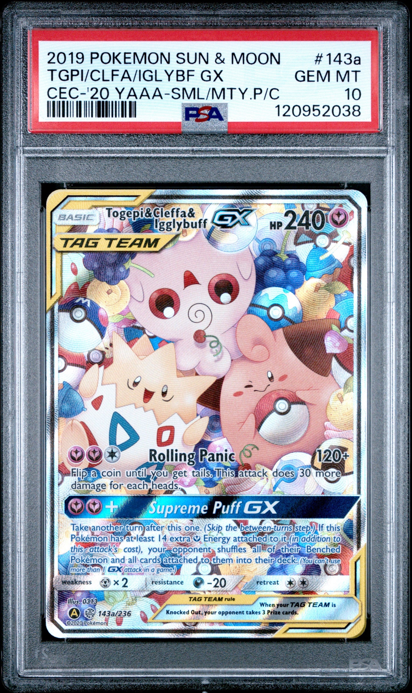 PSA10- togepi & cleffa & igglybuff gx -143a