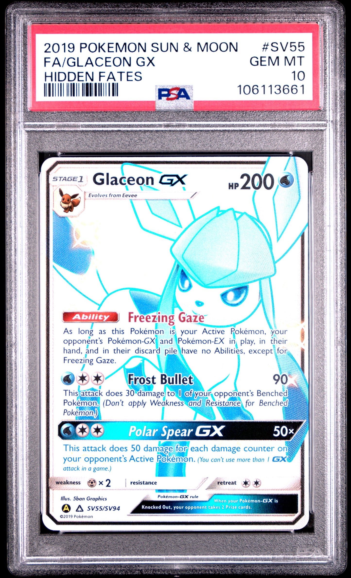 PSA10- glaceon gx -#sv55