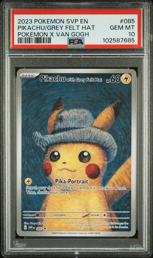 PSA10- pikachu with grey felt hat -#085