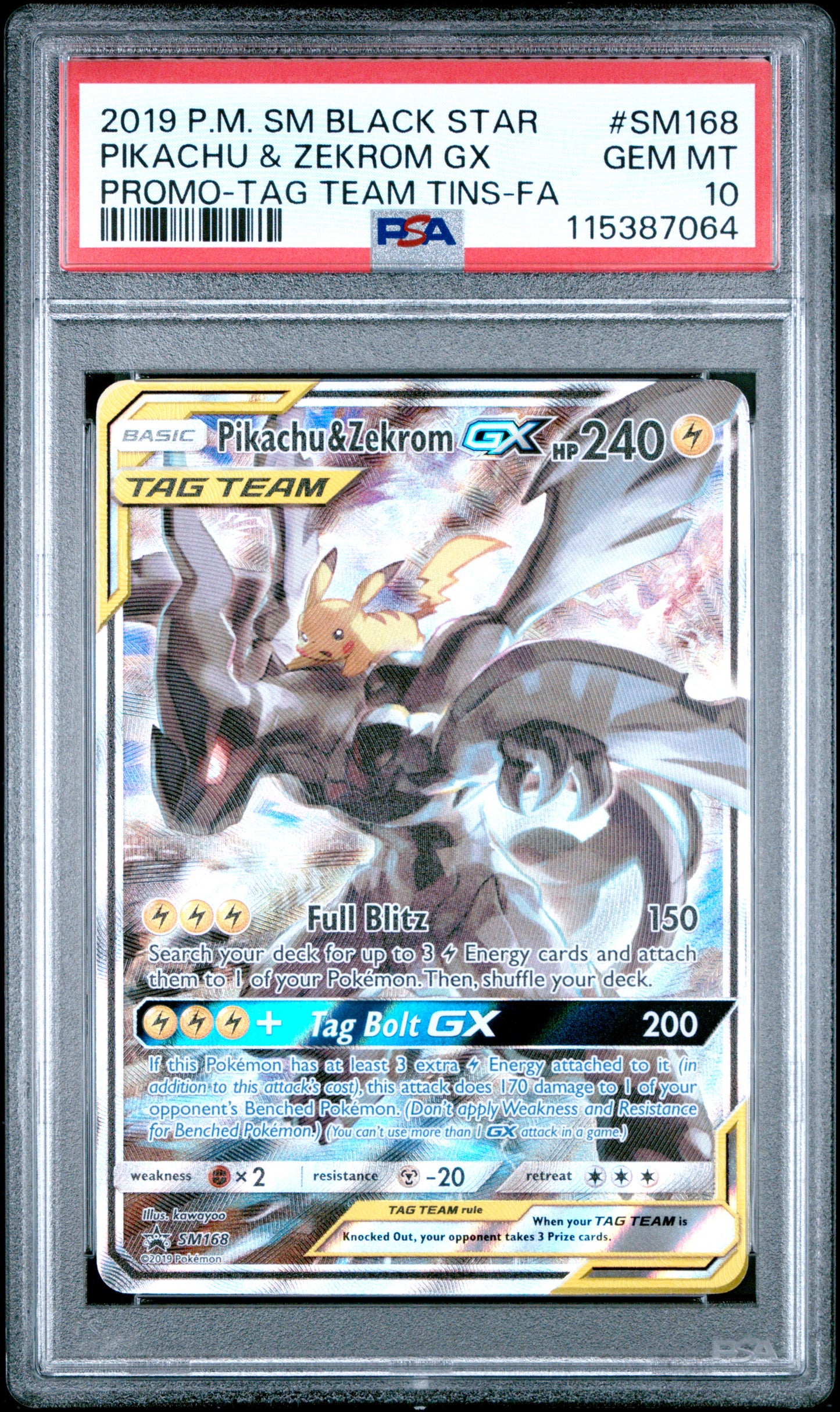 PSA10- pikachu & zekrom gx -#SM168