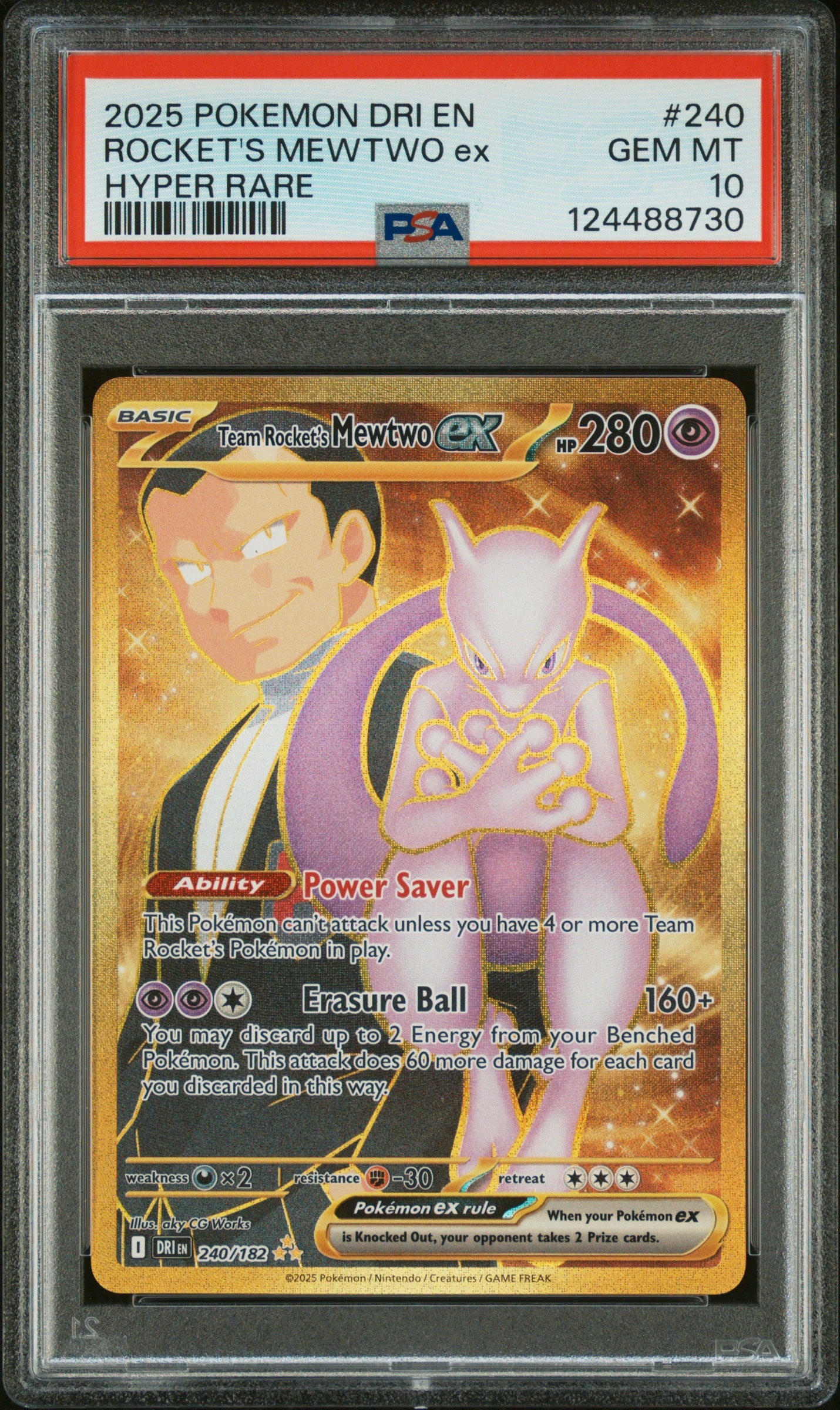PSA10- team rocket's mewtwo ex -#240