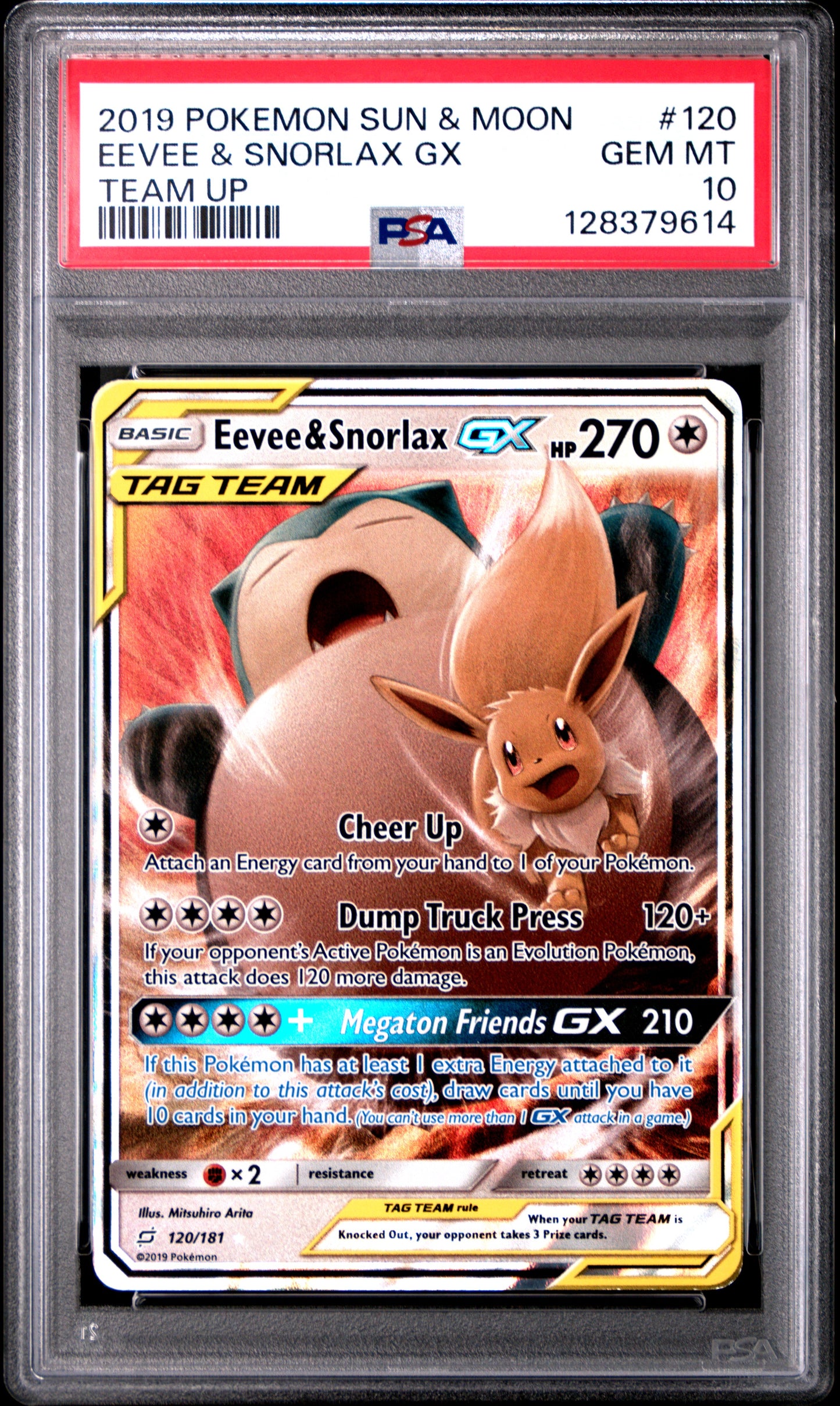 PSA10- eevee & snorlax gx -#120