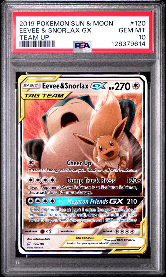 PSA10- eevee & snorlax gx -#120