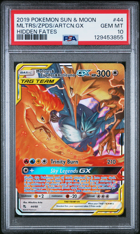 PSA10- moltres & zapdos & articuno gx -#44