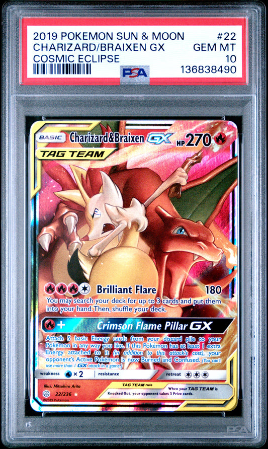 PSA10- charizard & braixen gx -#22