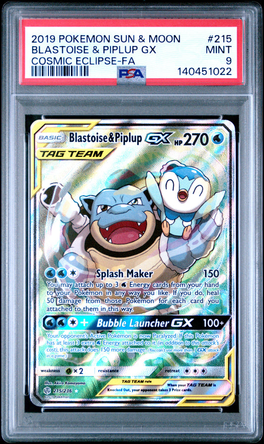 PSA9- blastoise & piplup gx #215