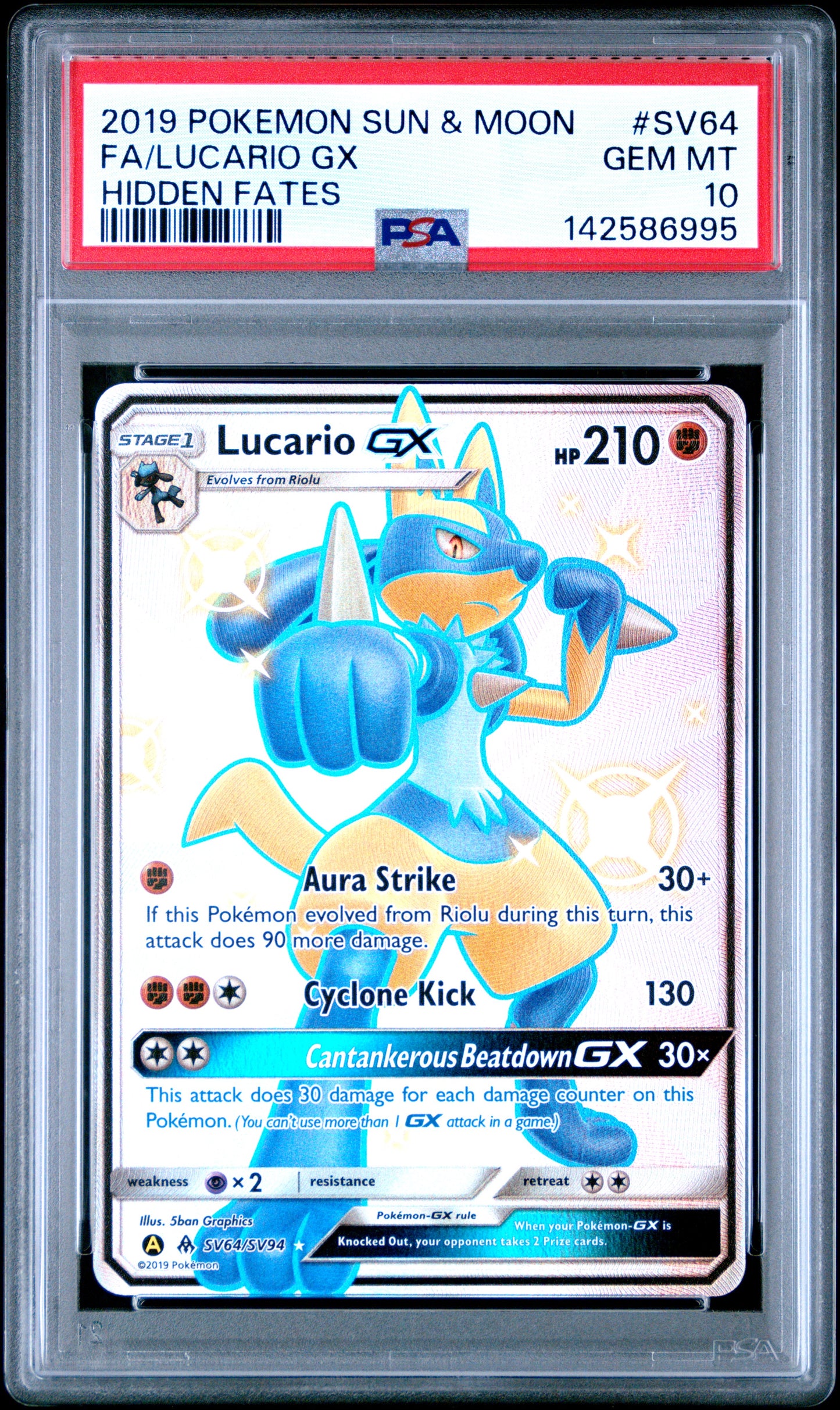 PSA10- lucario gx -#SV64