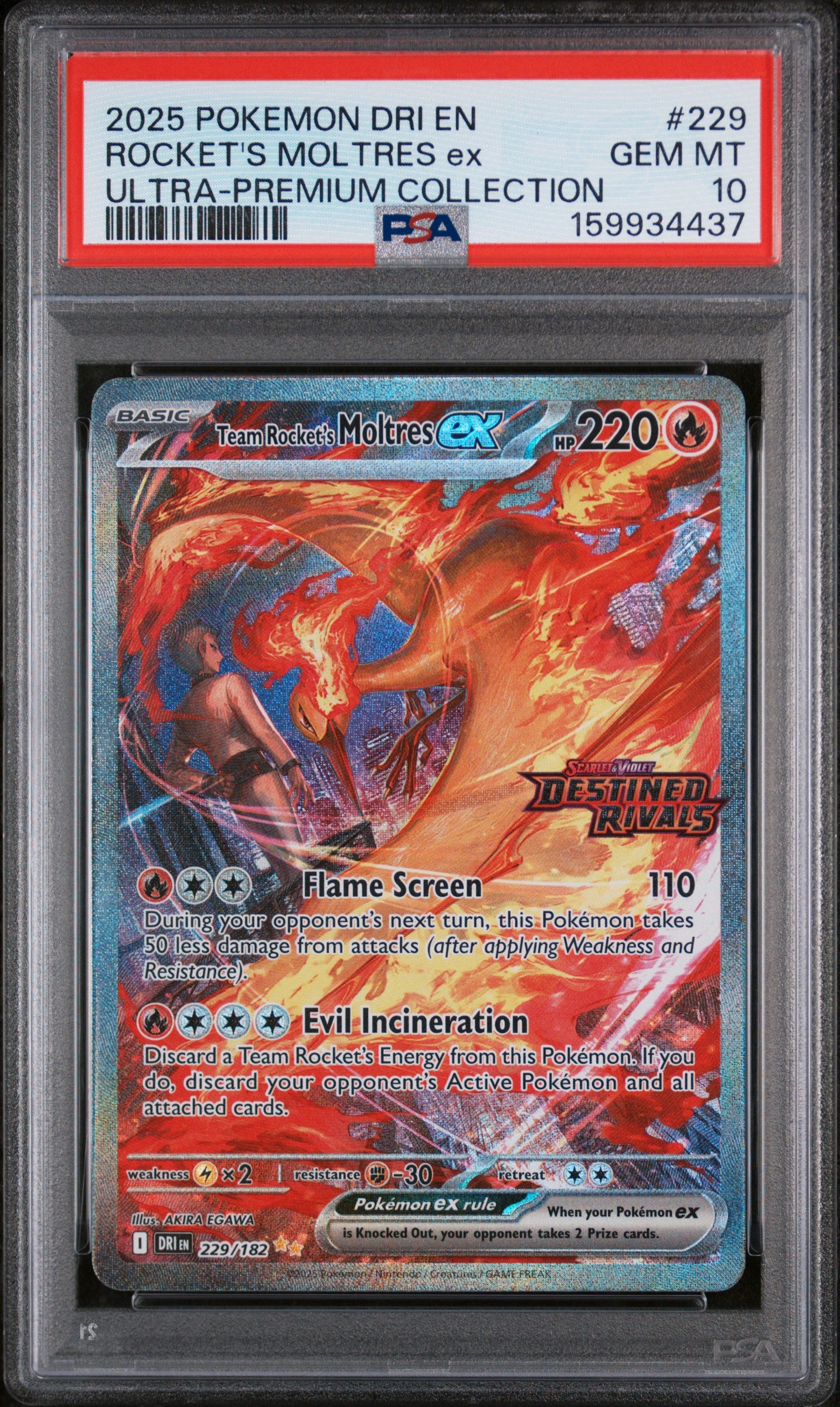 PSA10- team rocket's moltres ex -#229 (4437)