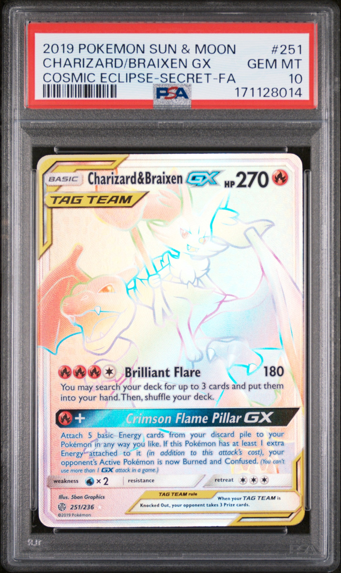 PSA10- braixen & charizard gx -#251