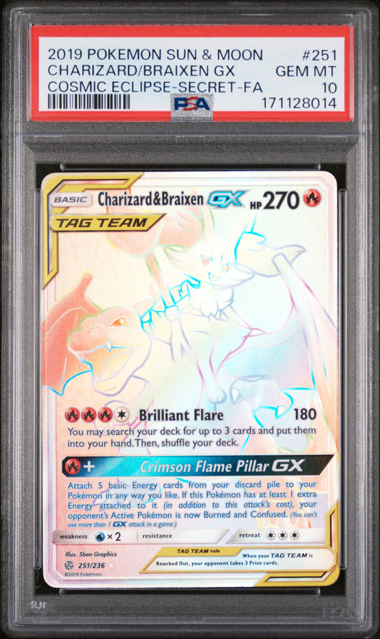 PSA10- braixen & charizard gx -#251