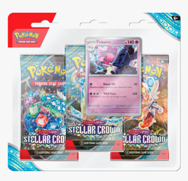 Pokemon TCG SV7 Stellar Crown 3 Pack Blisters(style may vary)