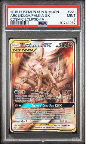 PSA9-arceus&dialga&palkia gx #221