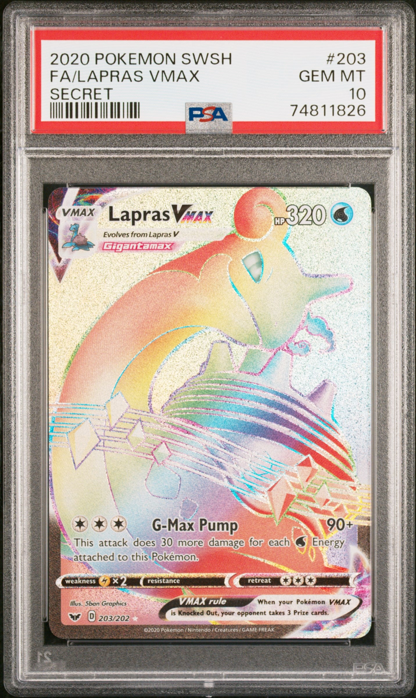 PSA10- Lapras vmax -#203