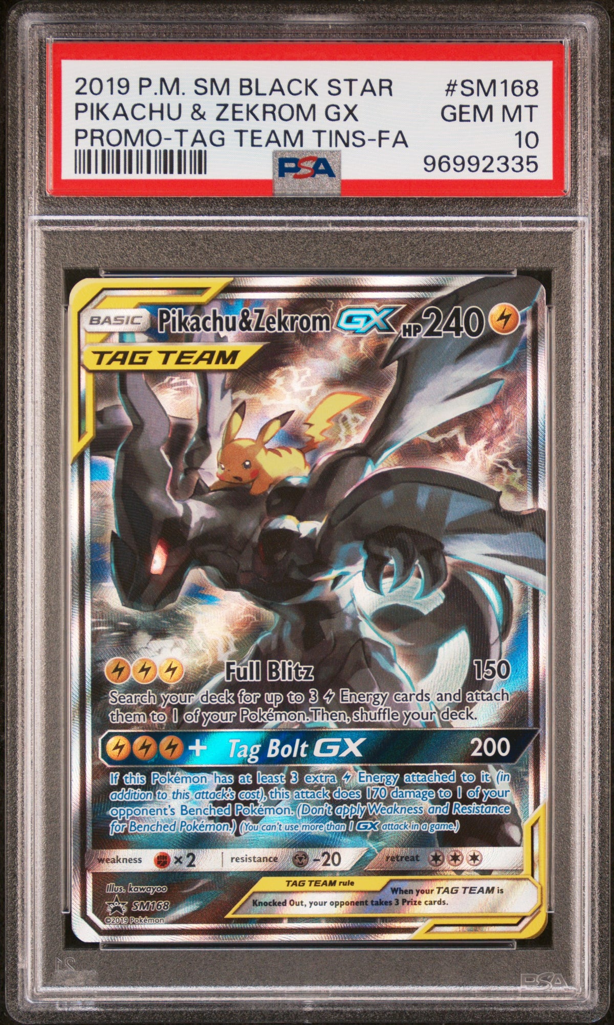 PSA10- pikachu & zekrom gx -#SM168