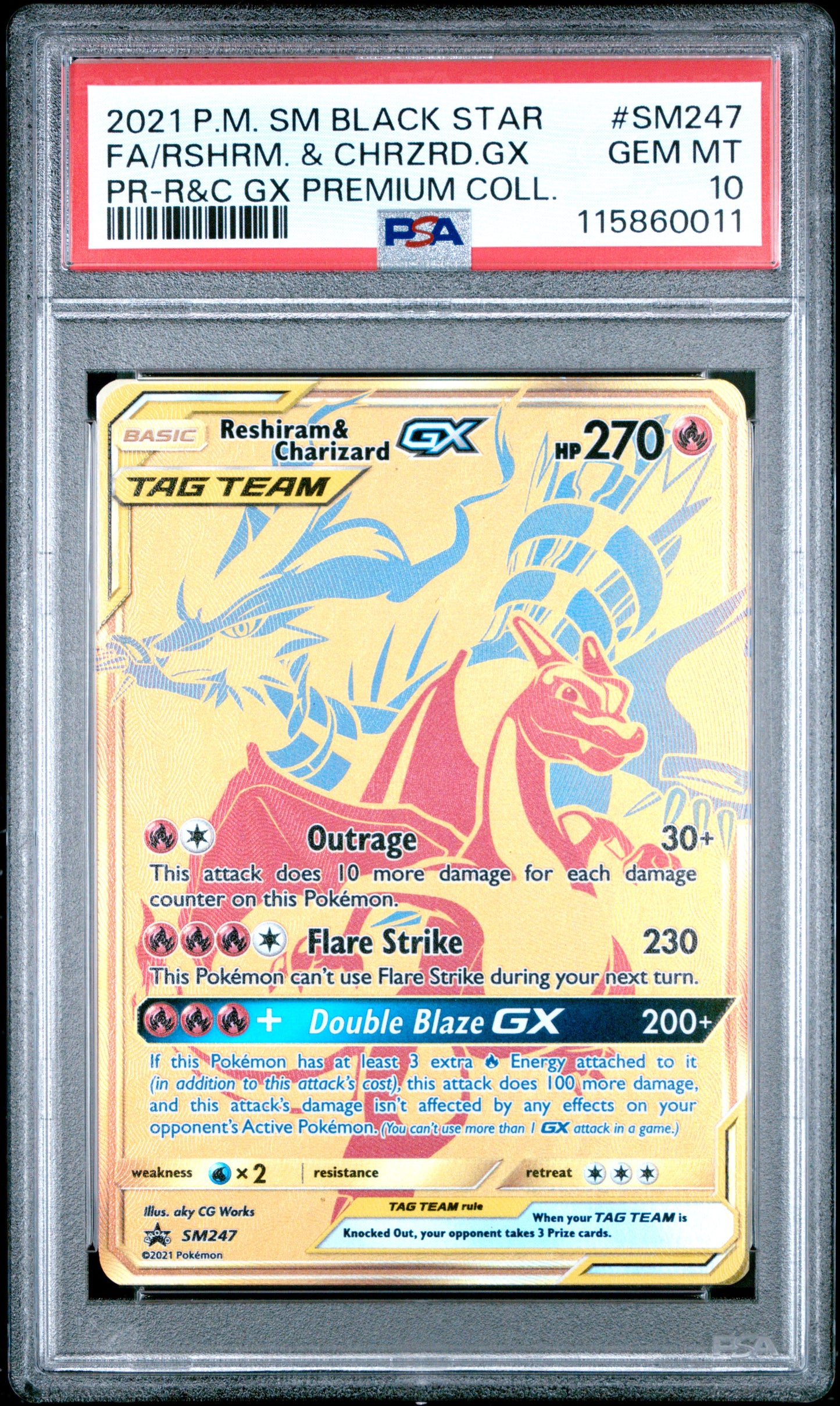 PSA10- reshiram & charizard gx -#SM247