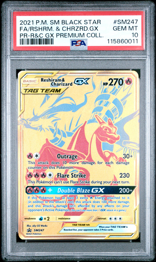 PSA10- reshiram & charizard gx -#SM247